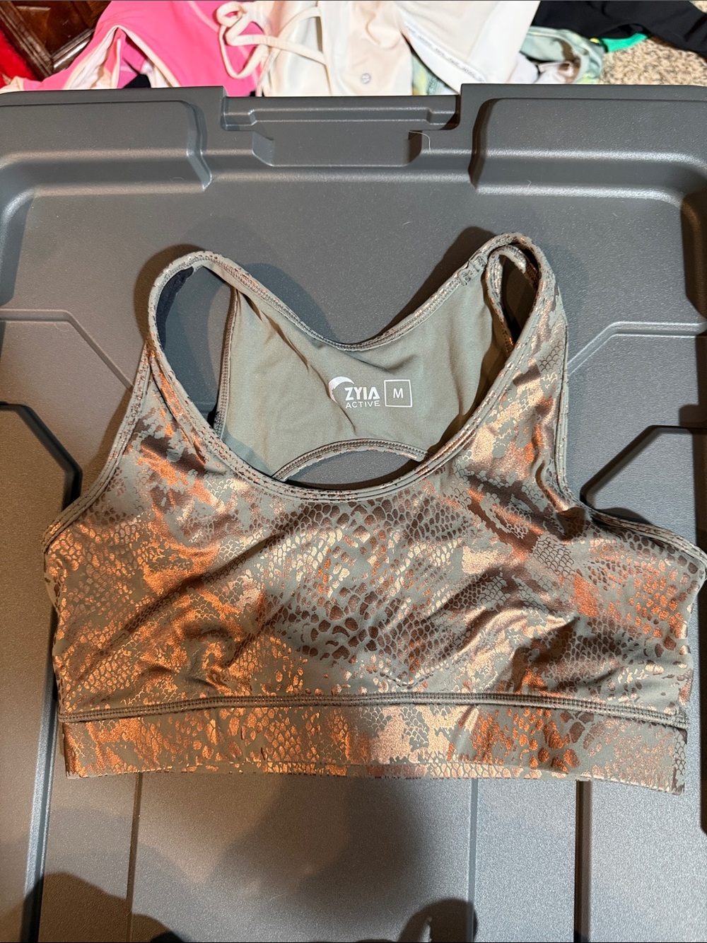 Zyia Active Olive Snake-Print Medium Impact Sports Bra